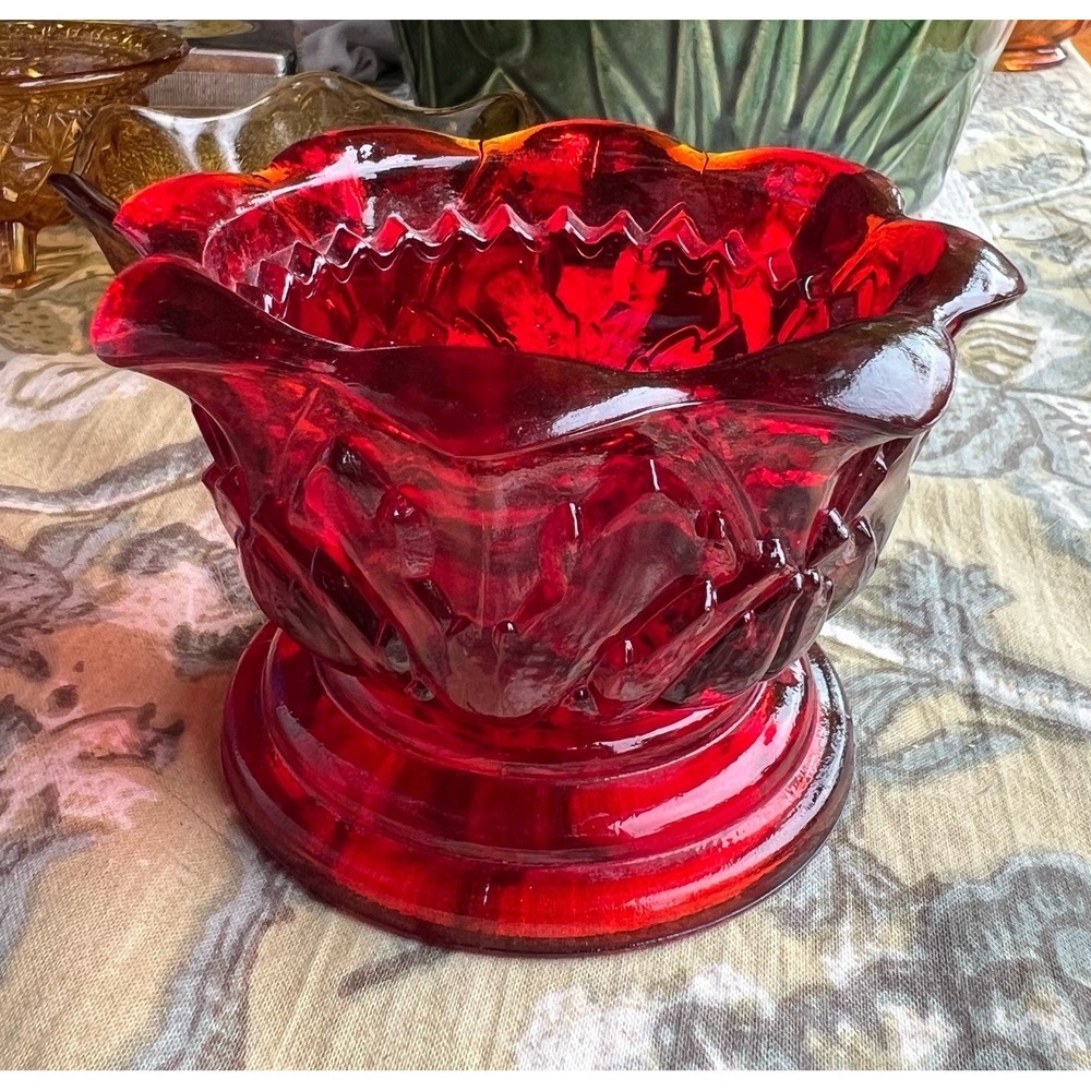 Brooke Crescent Amberina Red Ruby Diamond Pineapple Fairy Lamp BASE ONLY Vintage